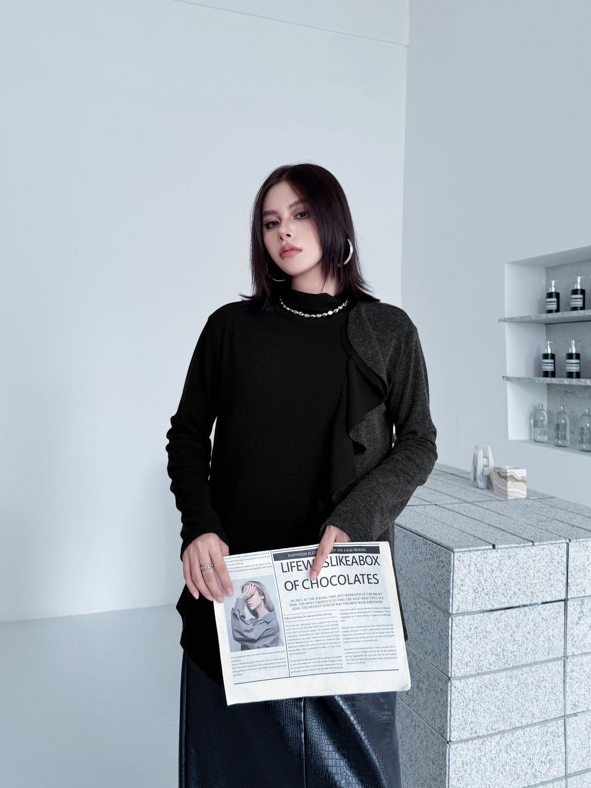 Frill Panel Contrast Top