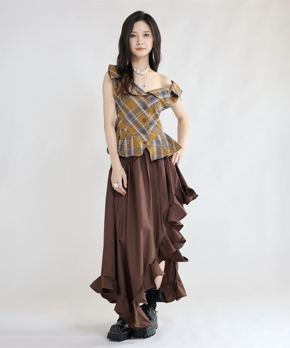 Fold Collar Peplum Top