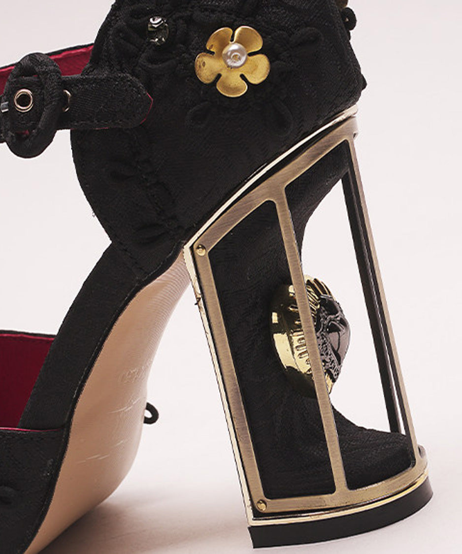 Baroque T Strap Cage Heel Pumps