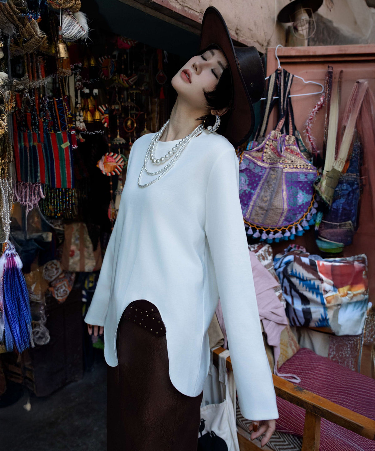 Wave Hem Long Sleeve Top