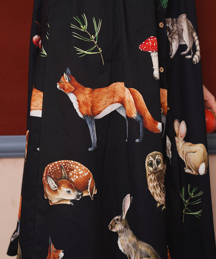 Forest Animal Printed Dress