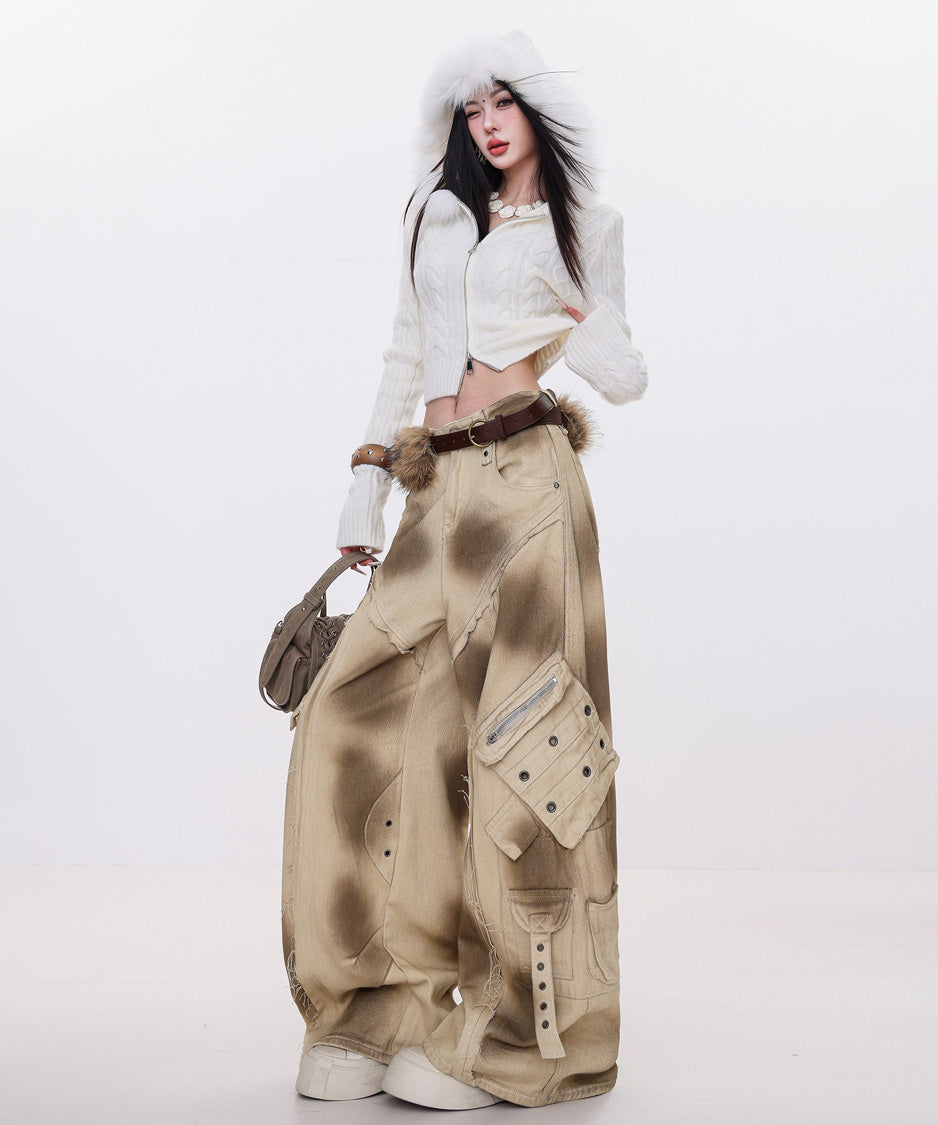 Dust Wash Multi Pocket Wide Pants