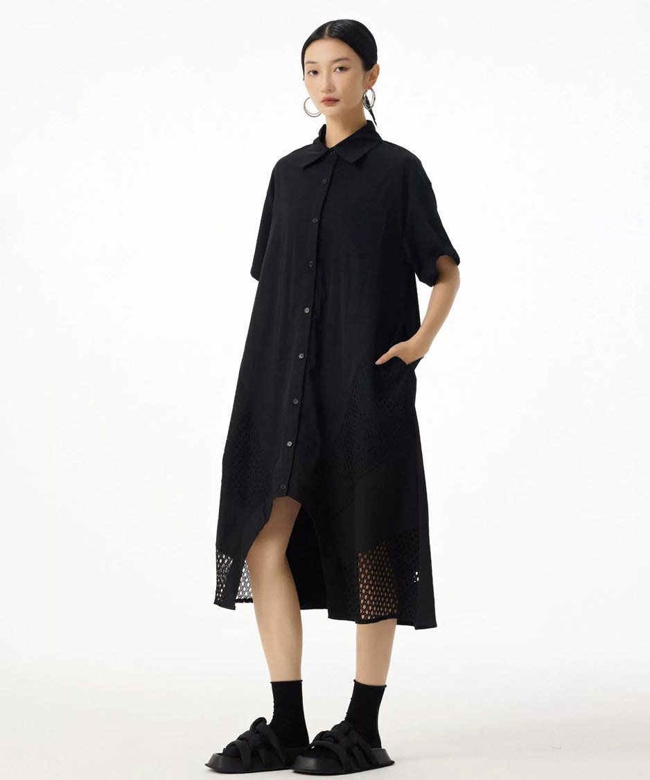 Mesh Panel Flow Dress