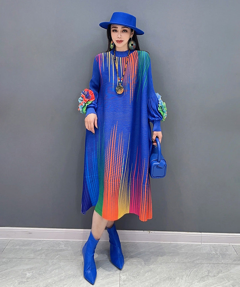 Gradient Pleats Long Dress