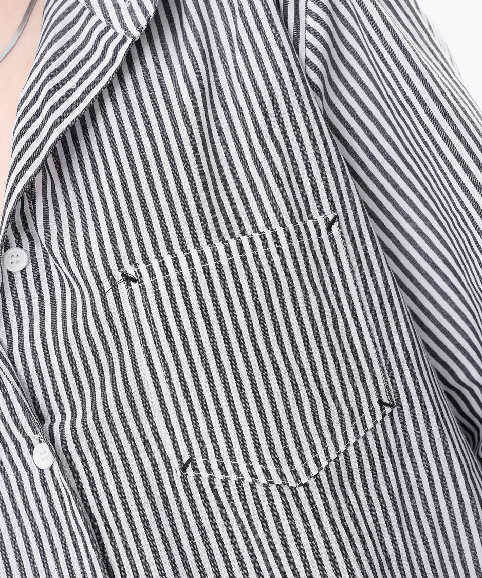 Pinstripe Tie Collar Shirt