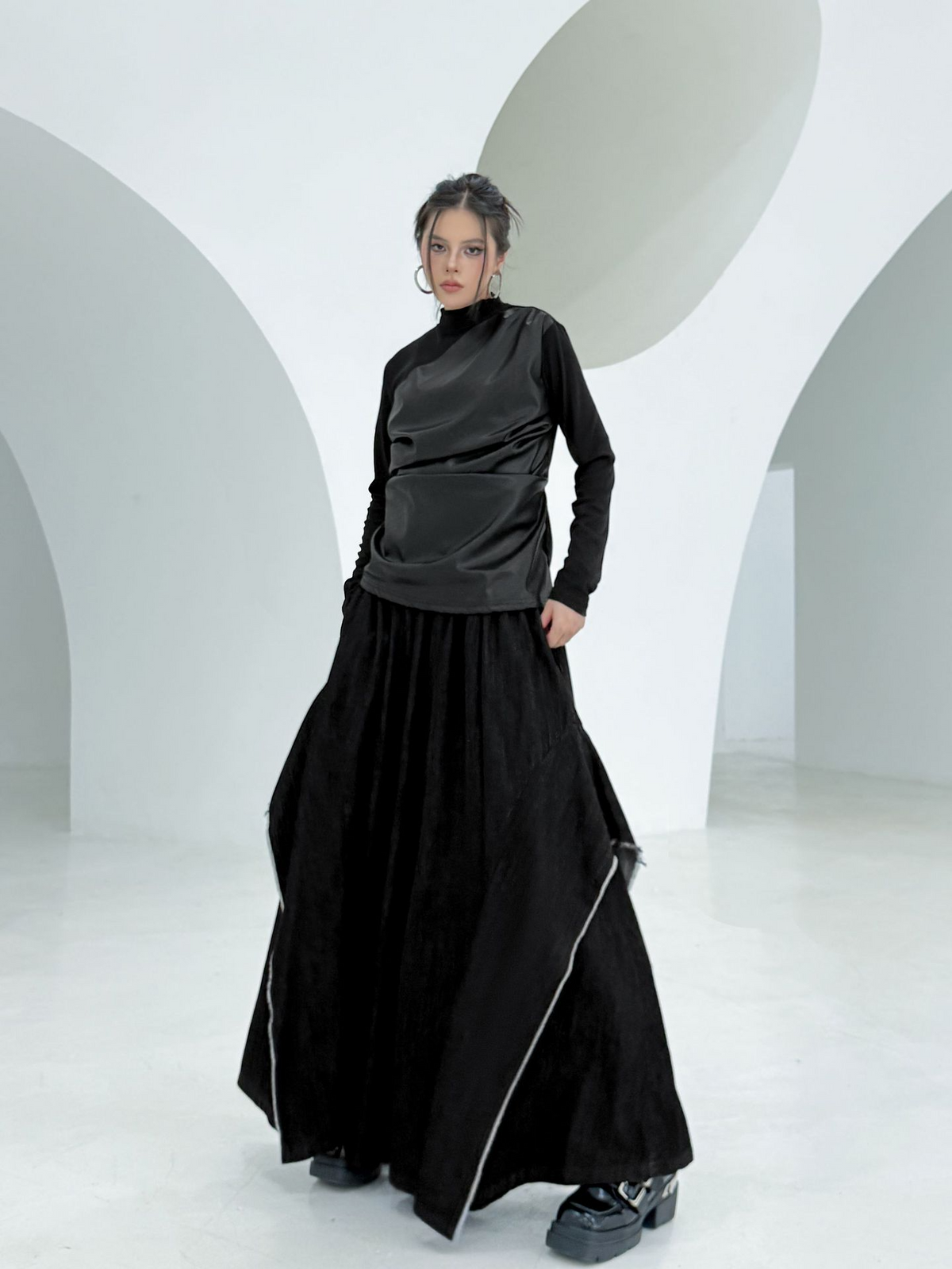 Draped Satin Mix Top