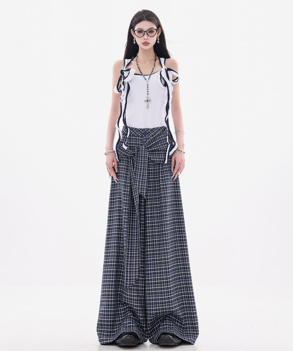 Grid Wrap Wide Pants
