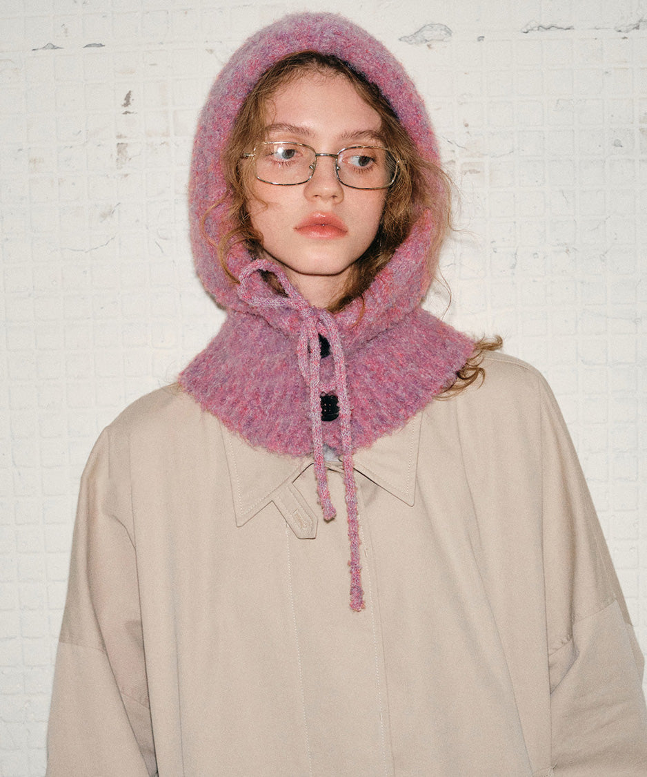Ribbon Button Knit Balaclava