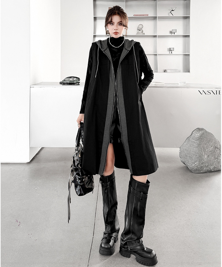 Hood Frame Long Vest