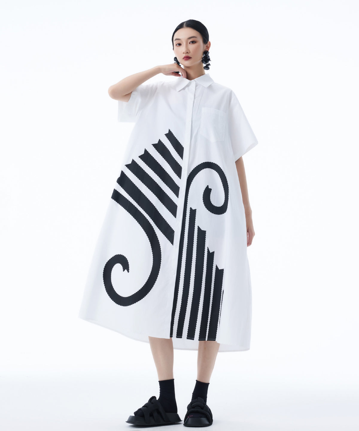 Graphic Flare Shirt Dress