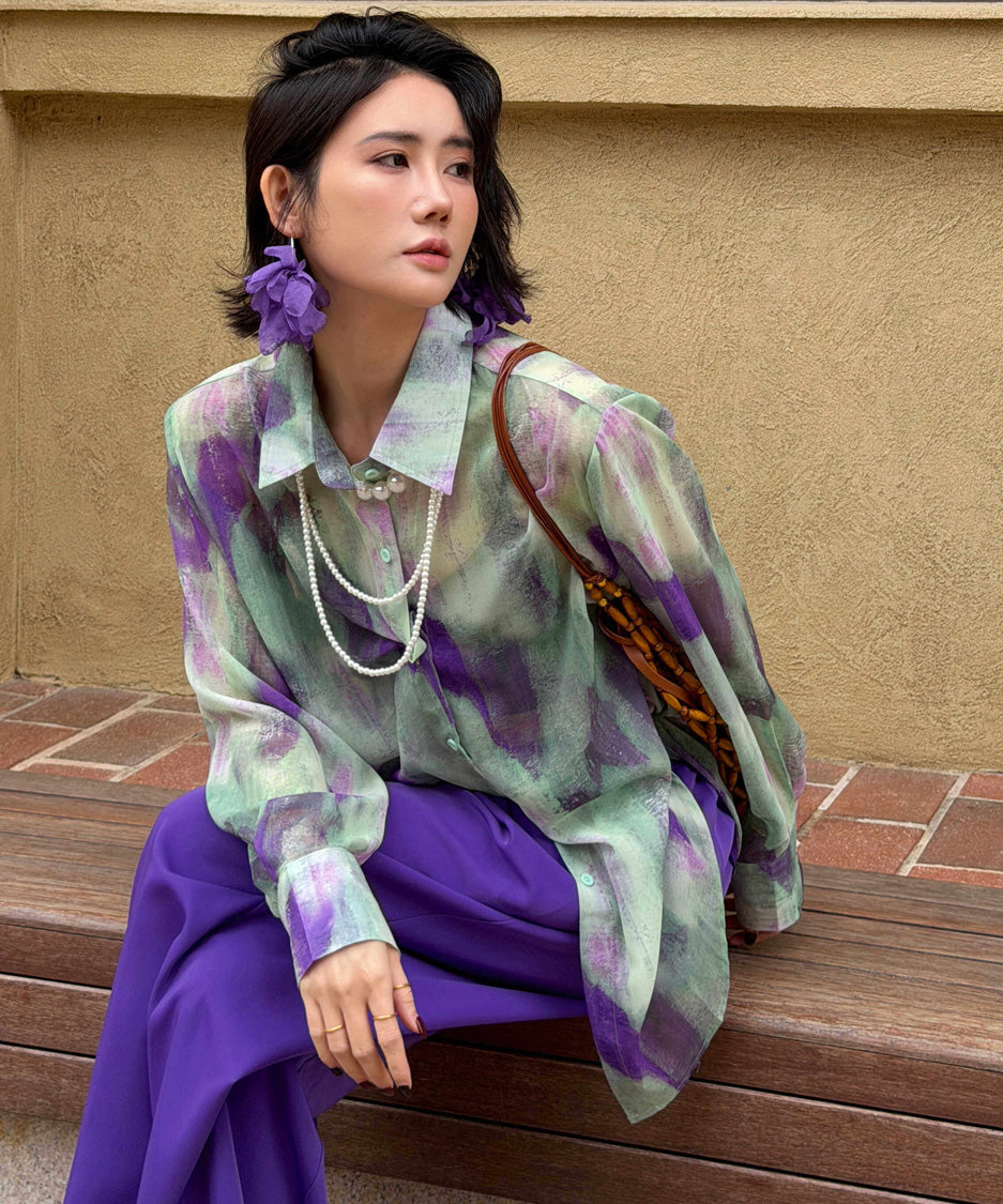 Veil Tie Print Blouse