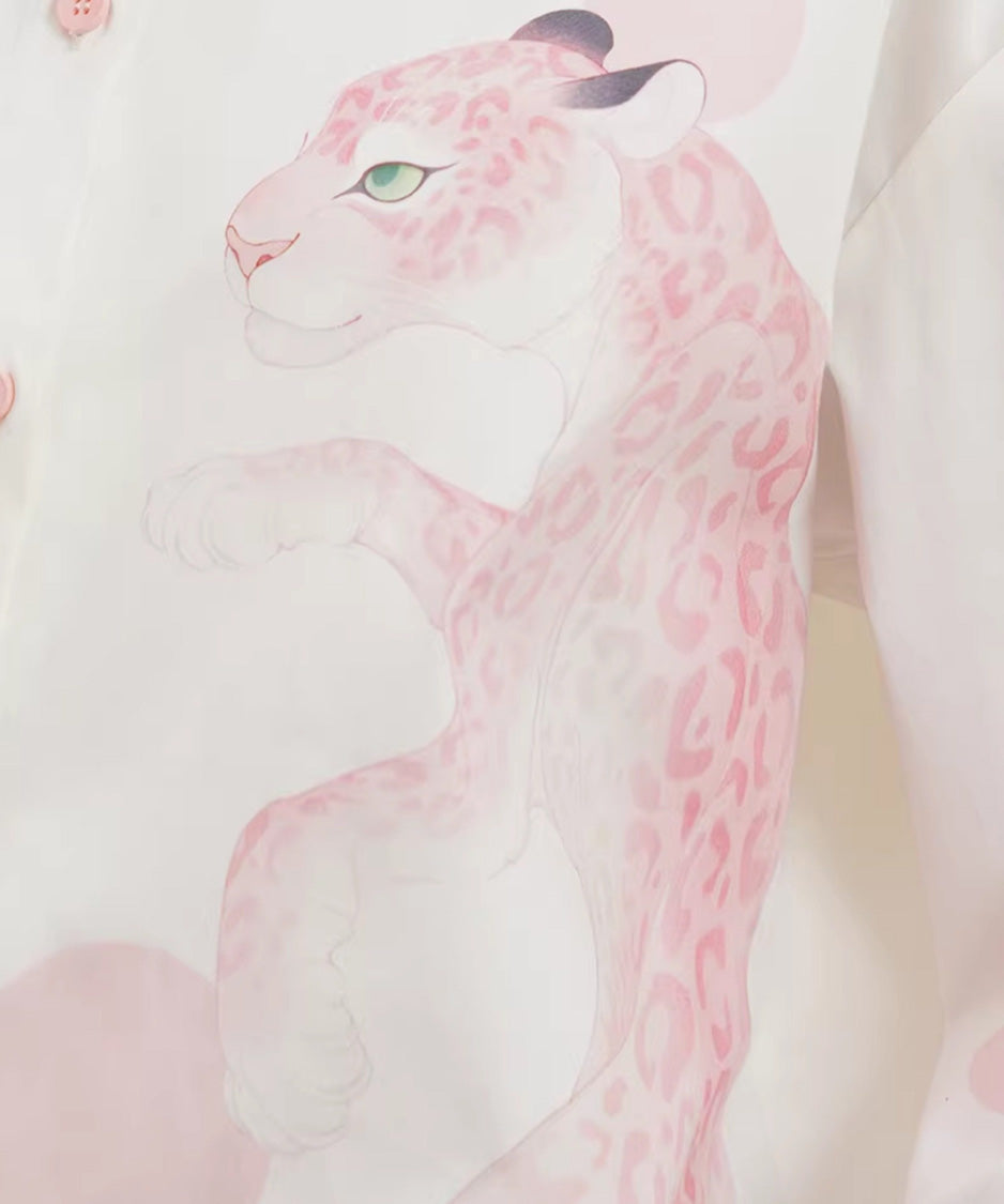 Pink Panther Graphic Collar Blouse