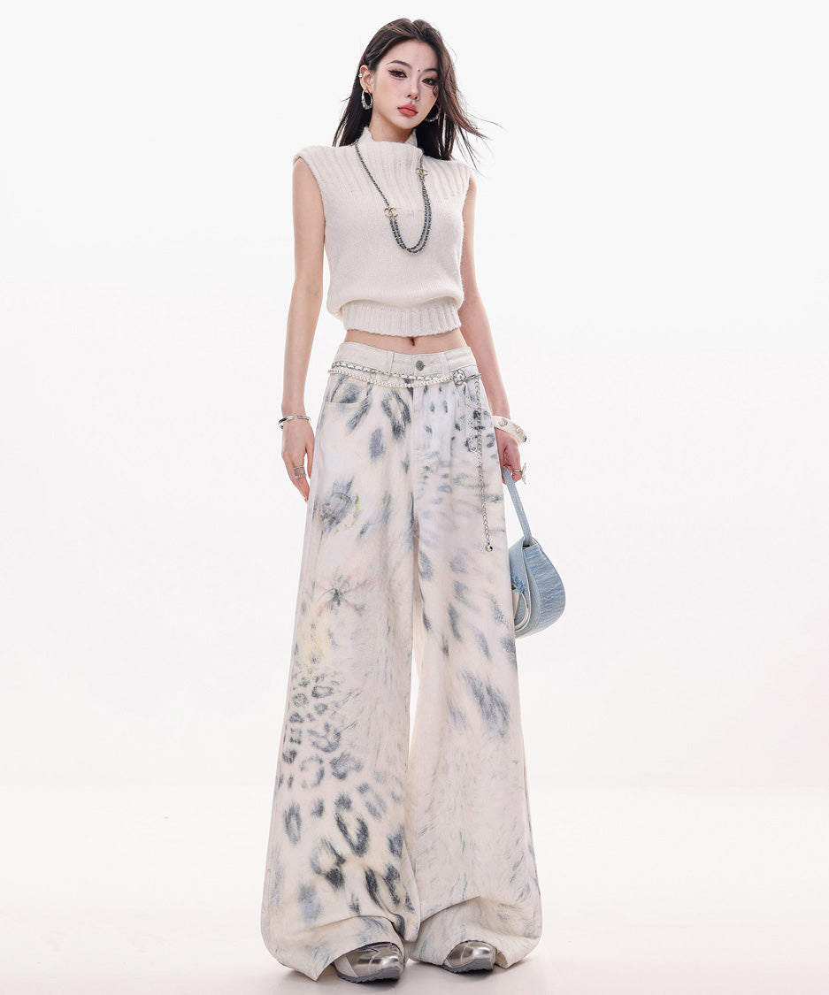 Ink Wash Wide Painter Pants