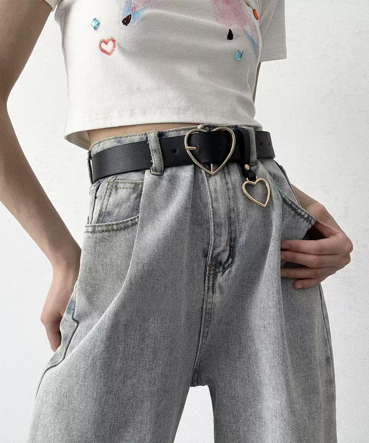 Heart Buckle Charm Belt