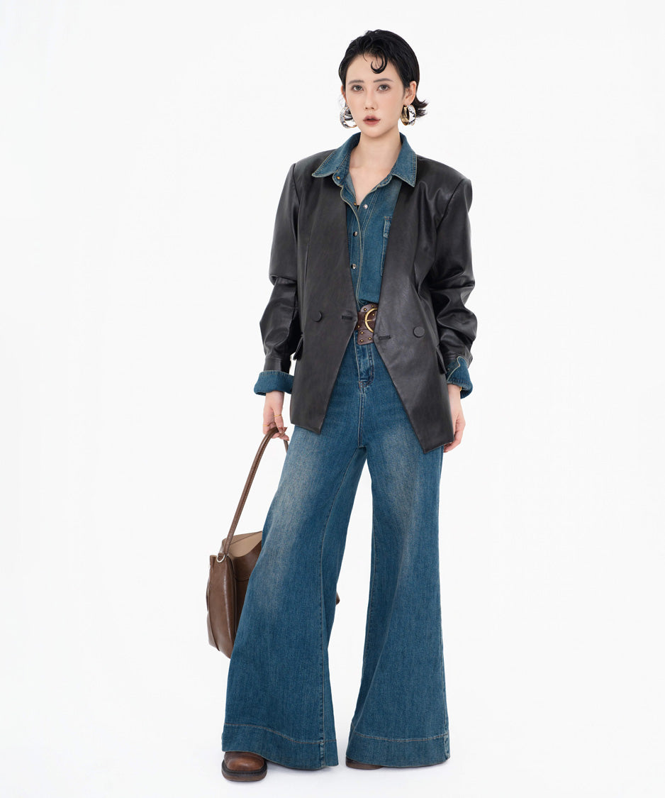 Wide Flare Denim Pants