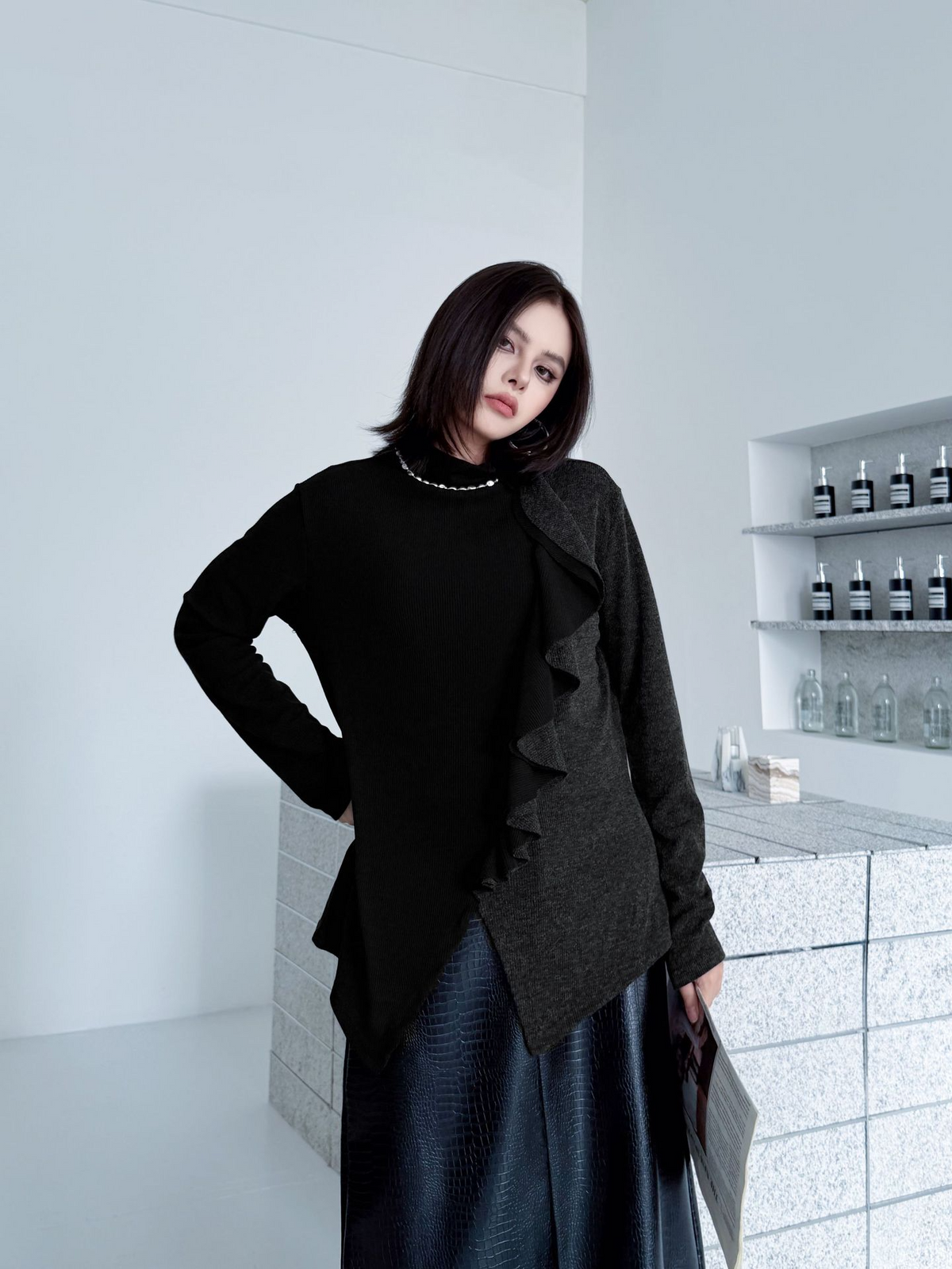 Frill Panel Contrast Top