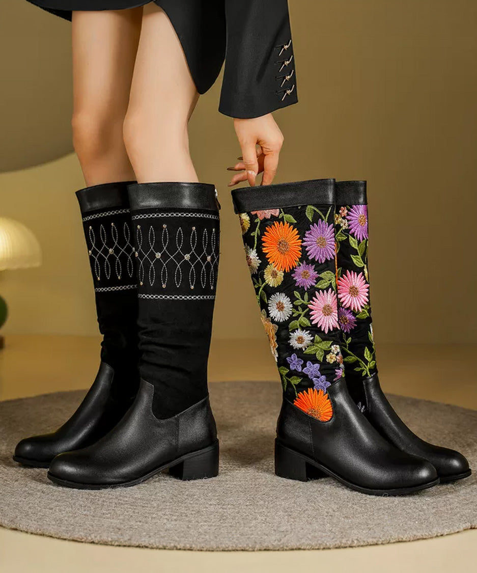 Ornament Embroidered Tall Boots