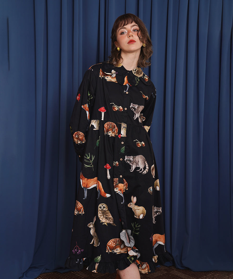 Forest Animal Printed Dress