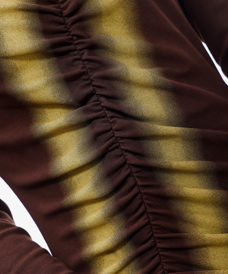Diagonal Ruched Sheer Top