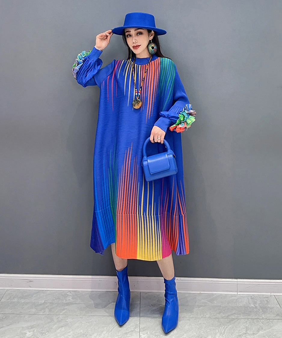 Gradient Pleats Long Dress
