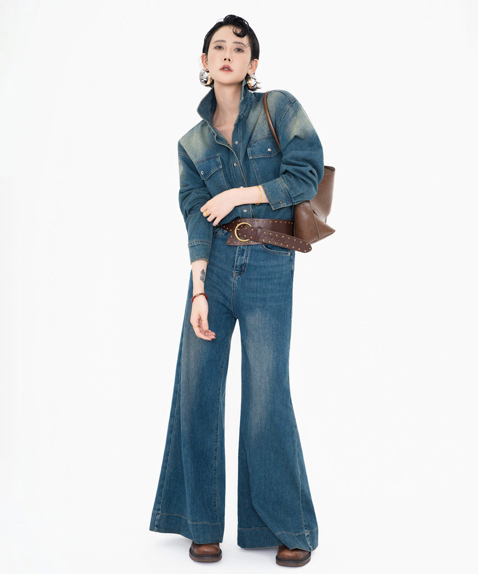 Wide Flare Denim Pants