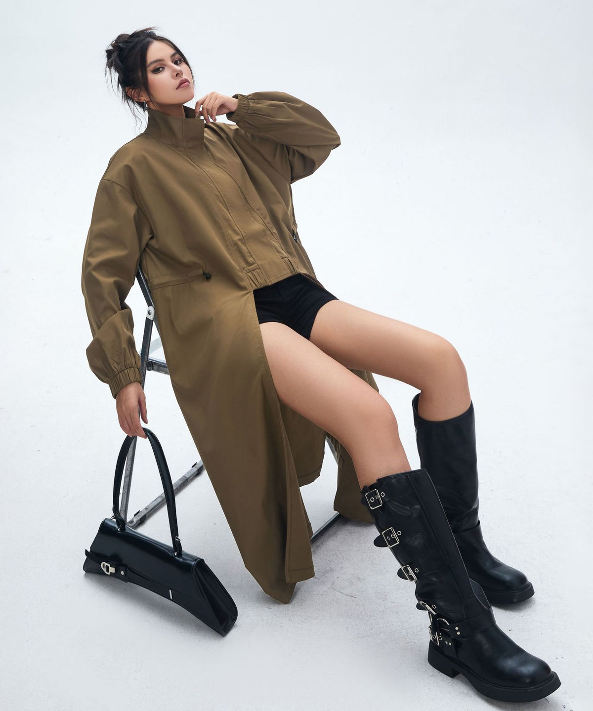 High Neck Wide Long Jacket