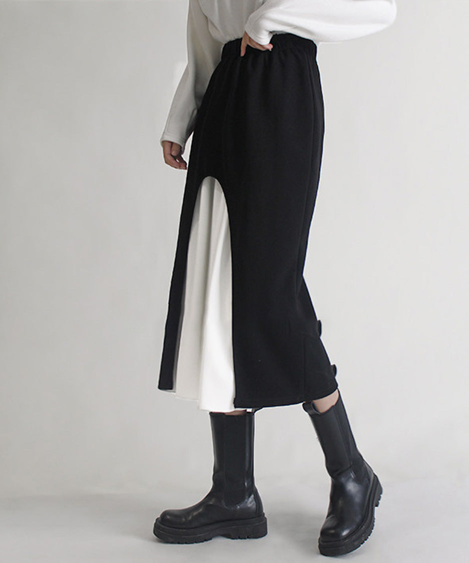 Chiffon Panel Sweat Skirt