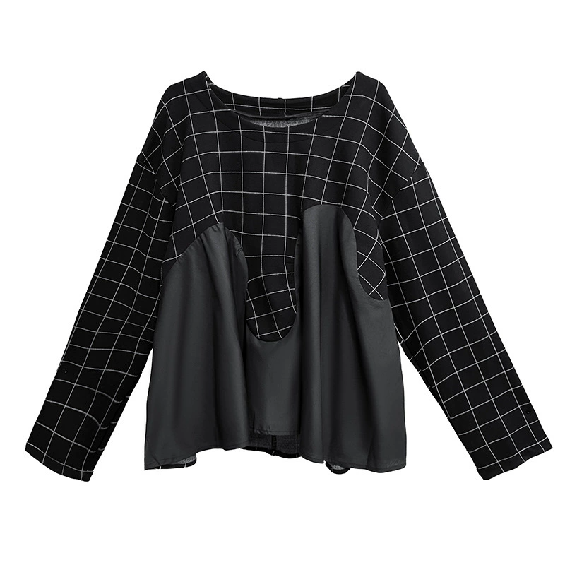 Grid Layered Contrast Top