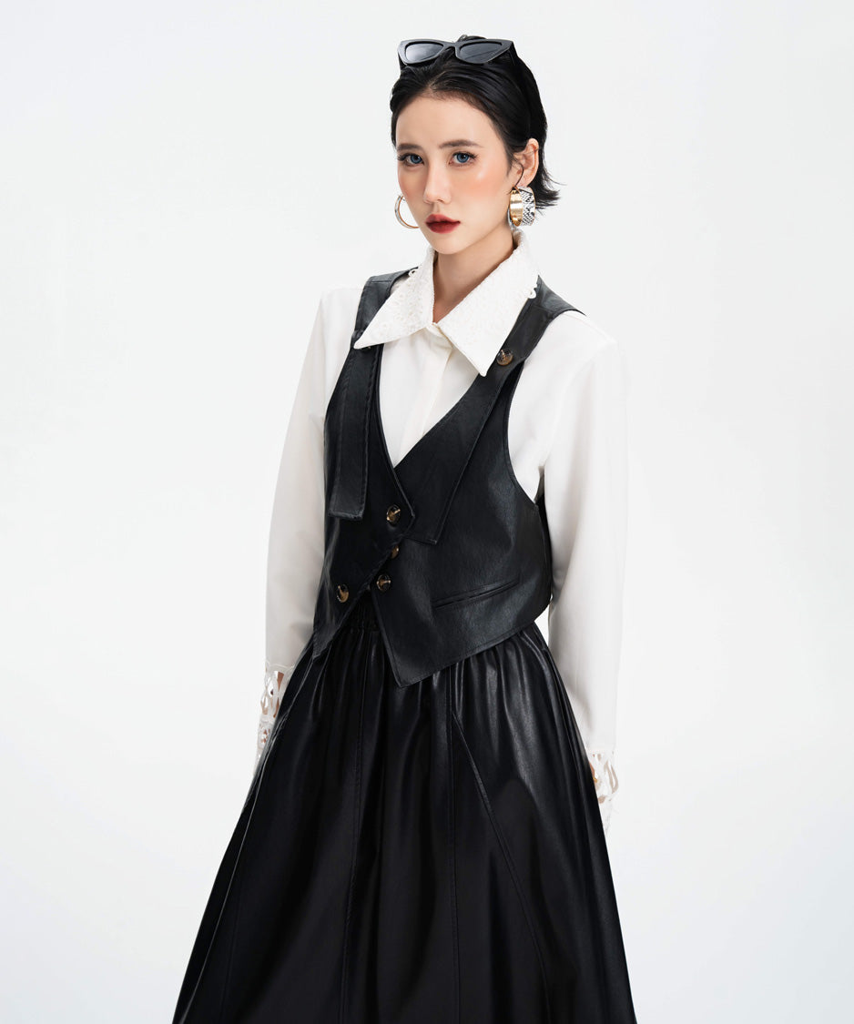 Contrast Button Tailored Vest