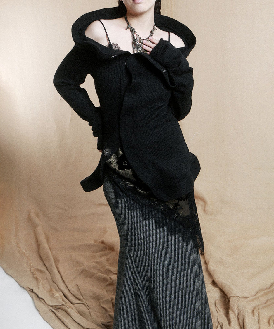 Sculptural Drape Collar Top