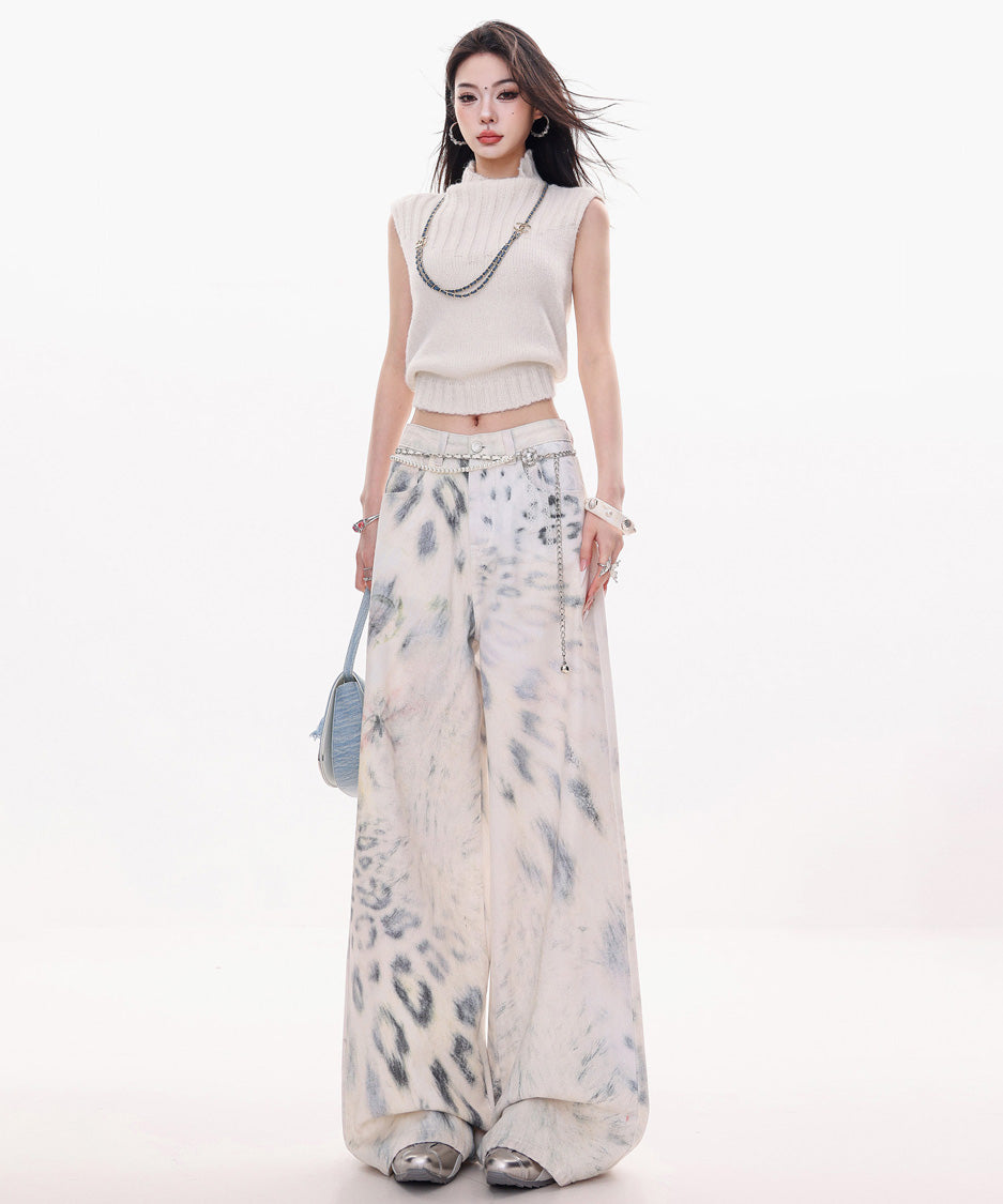 Ink Wash Wide Painter Pants