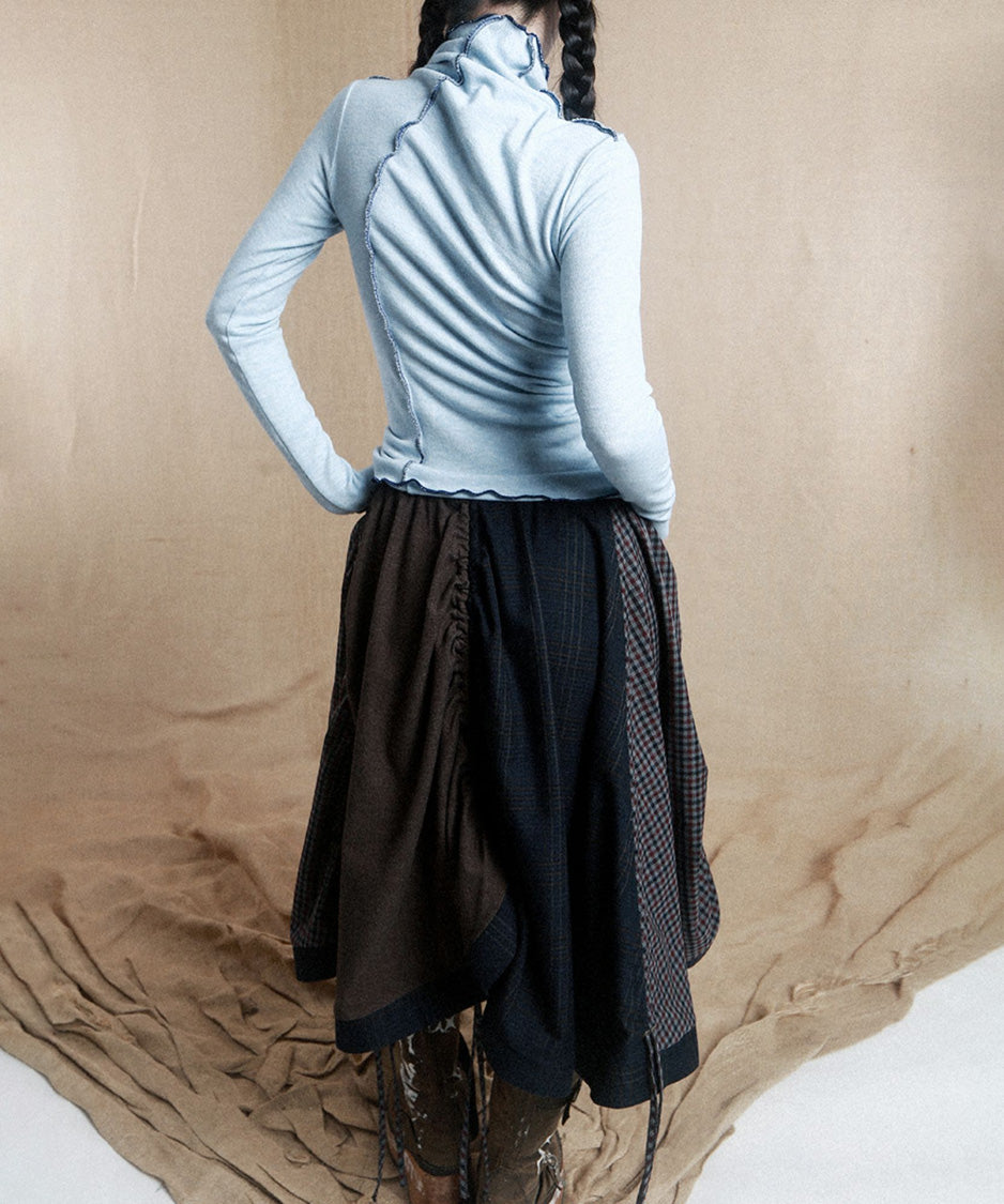 Ruffle Spiral Highneck Top