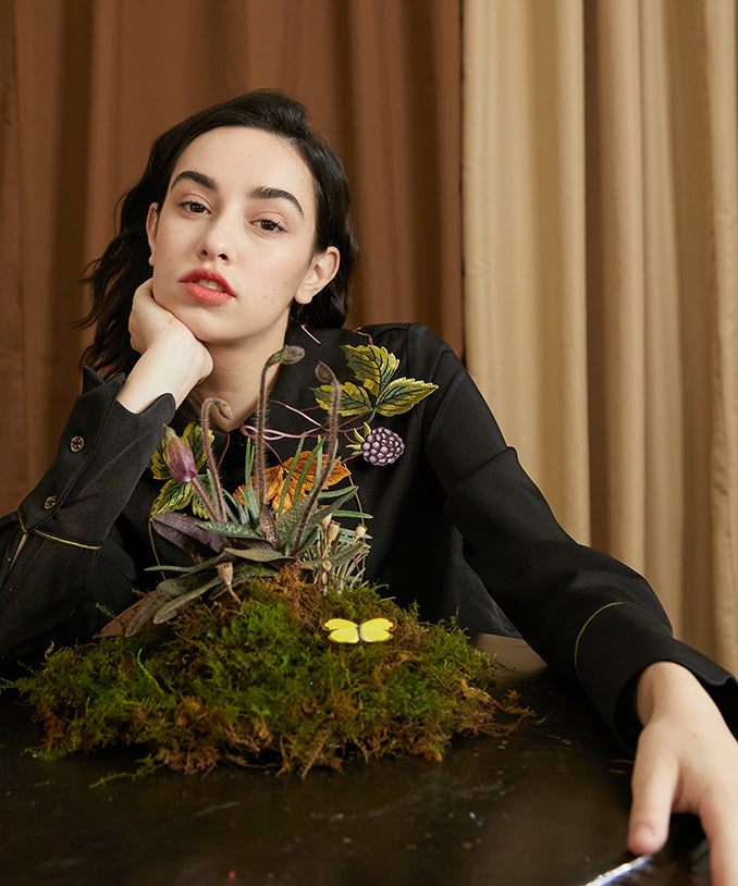Berry Vine Embroidered Blouse