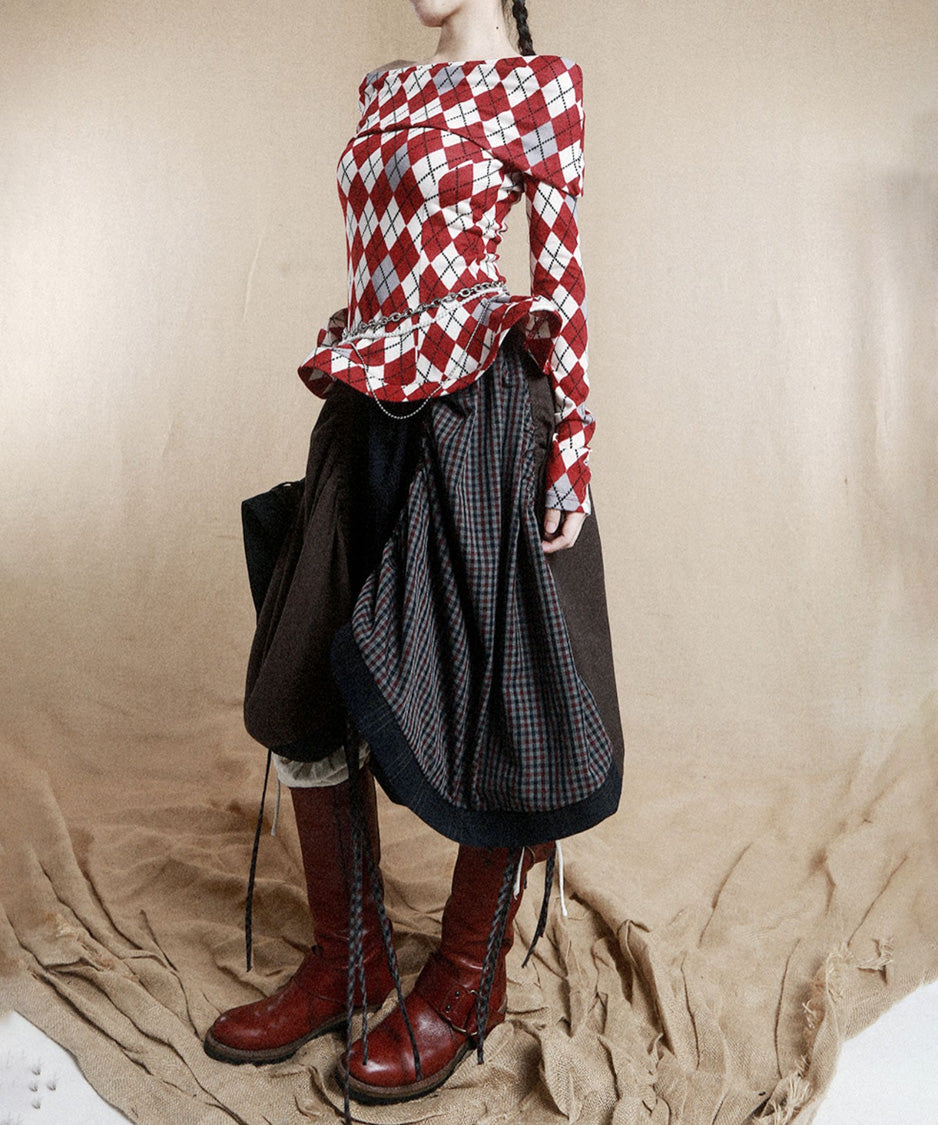 Argyle OffShoulder Fit Top