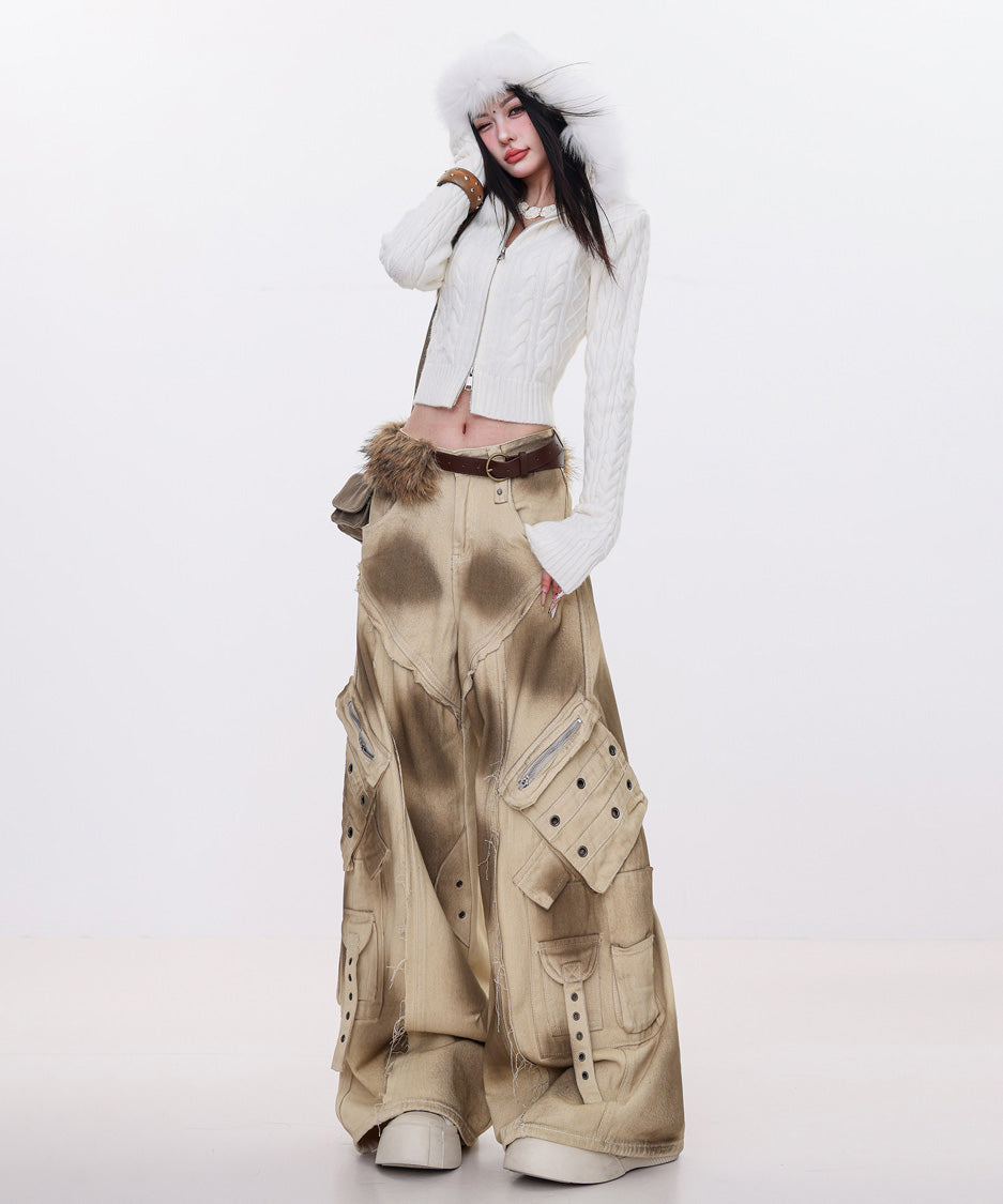 Dust Wash Multi Pocket Wide Pants