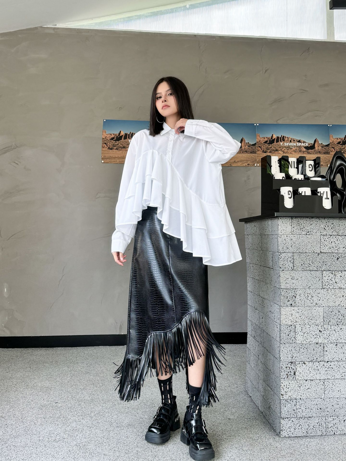 Cascade Layer Frill Blouse