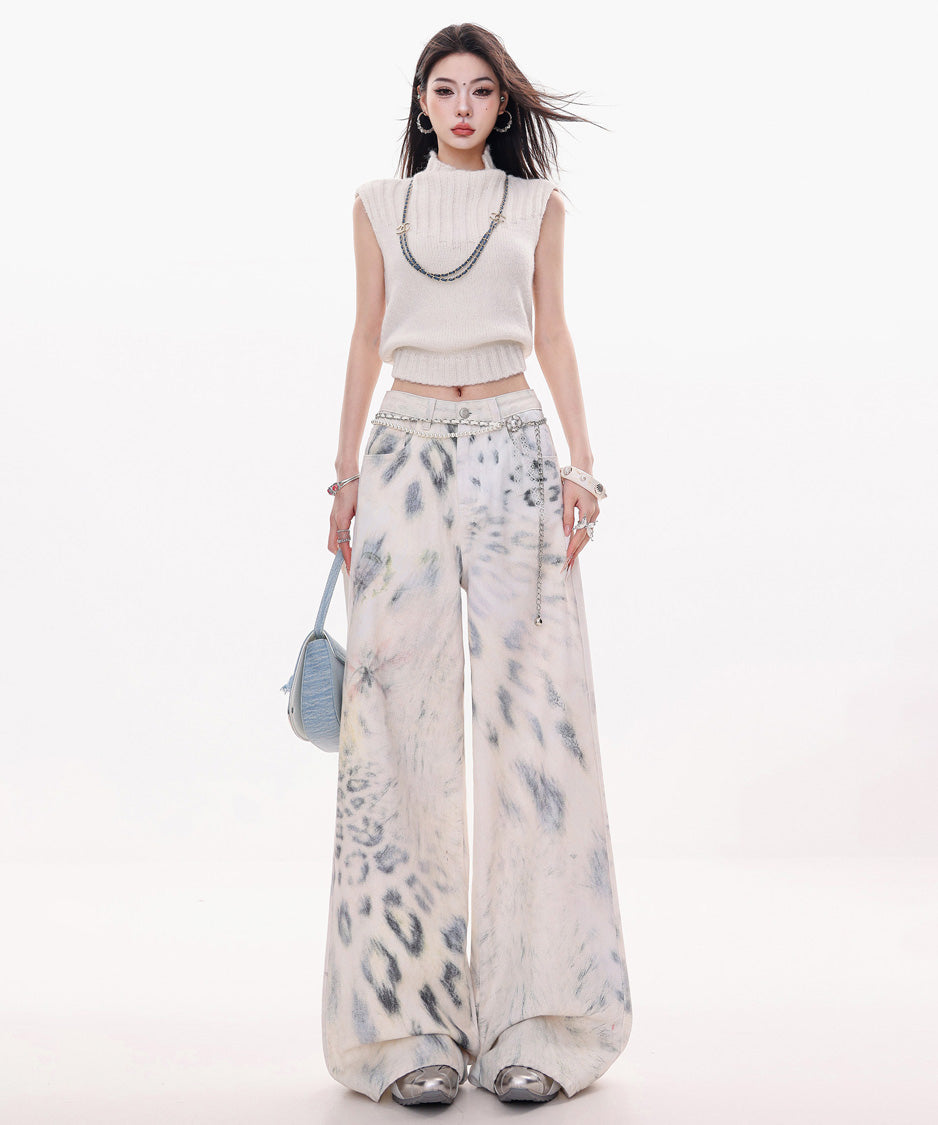 Ink Wash Wide Painter Pants