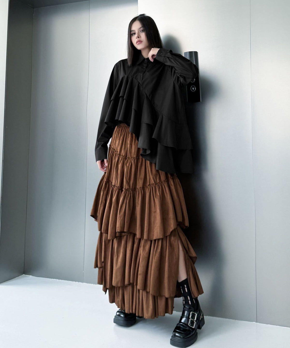 Layered Volume Maxi Skirt