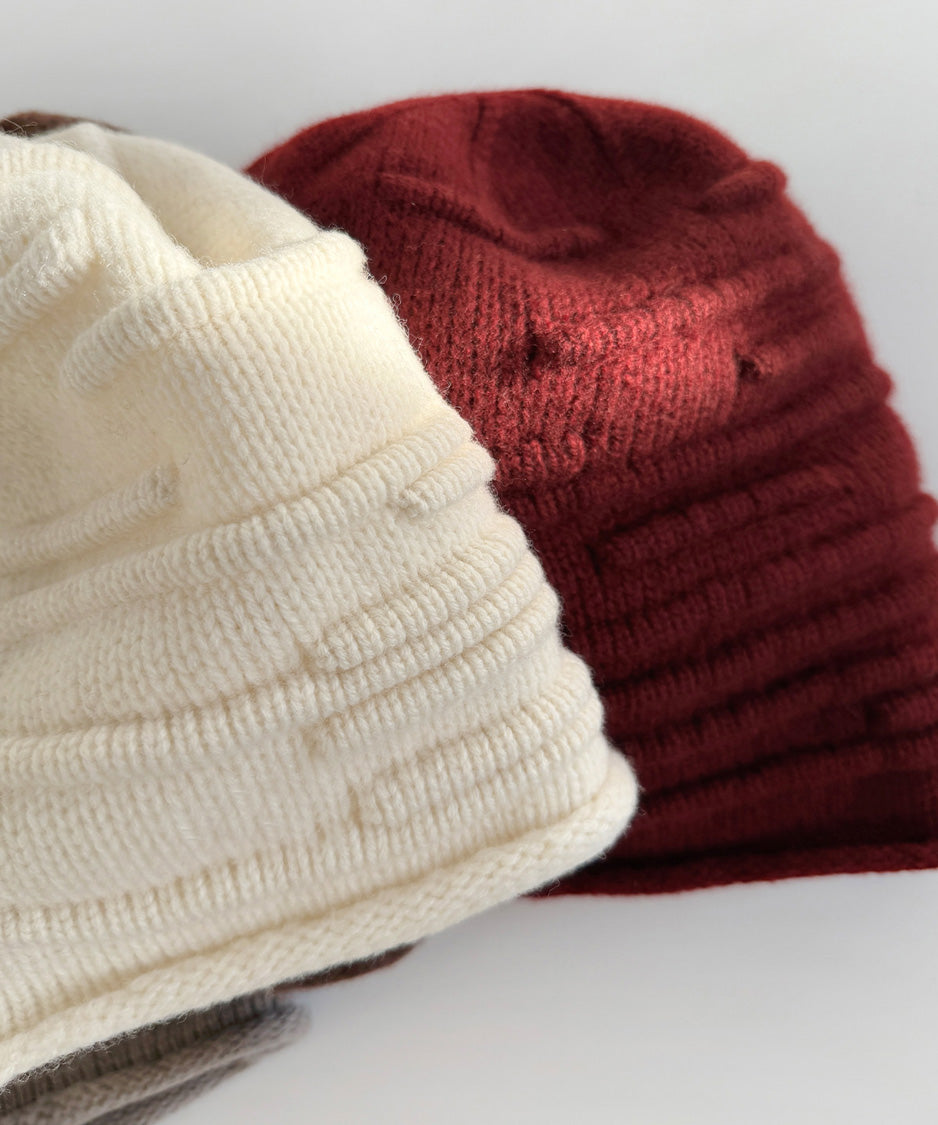 Sculpted Pleat Wool Beanie