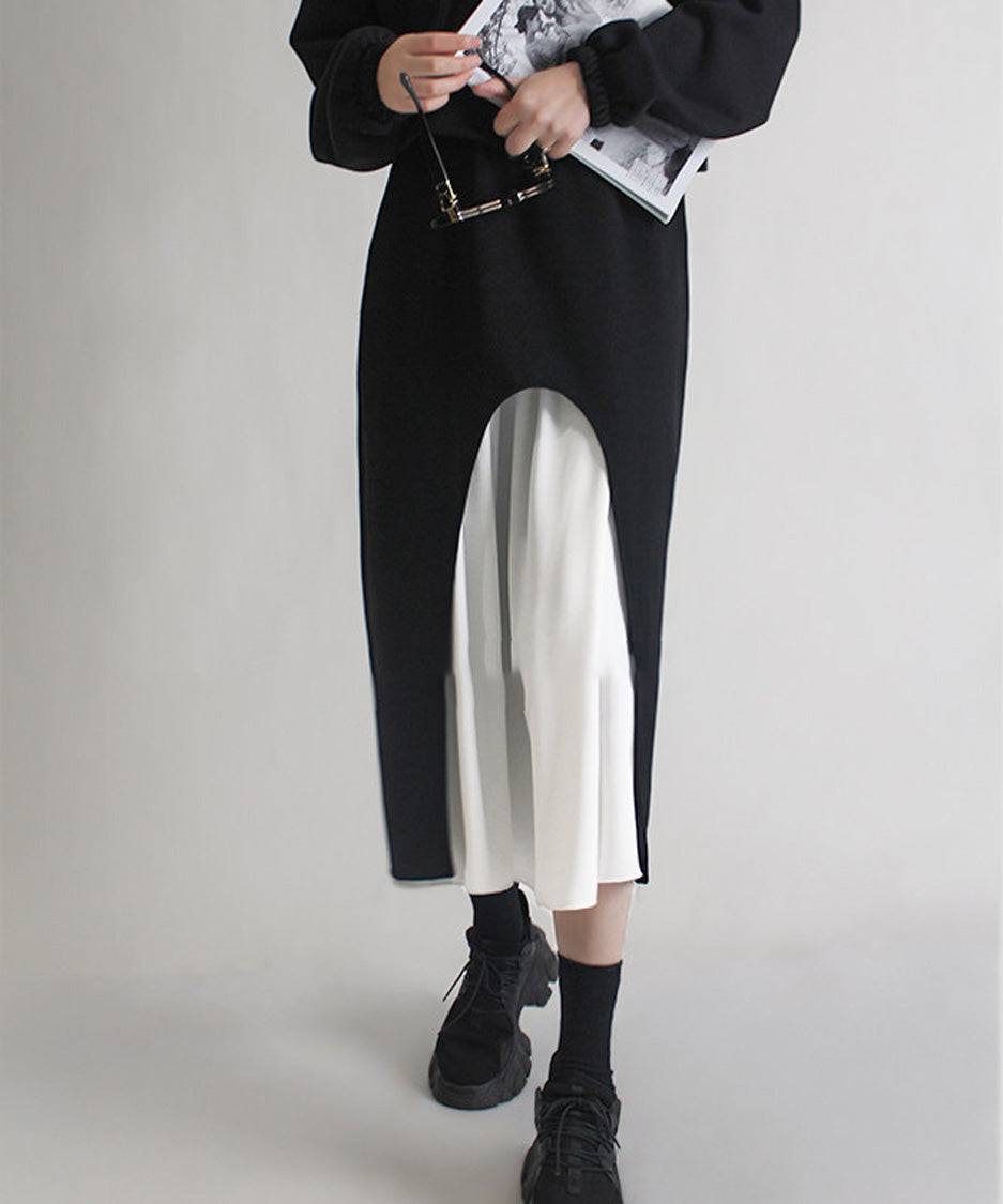 Chiffon Panel Sweat Skirt