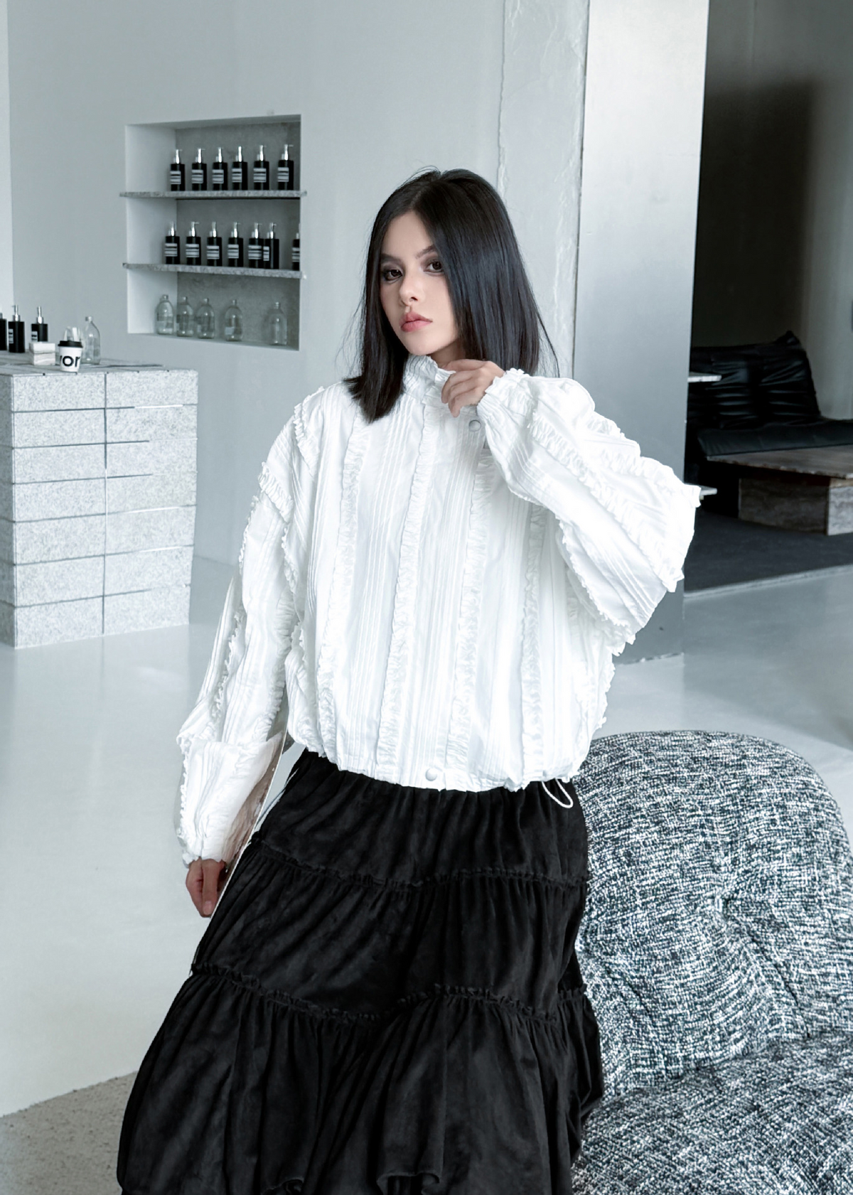 Vertical Frill Stand Jacket