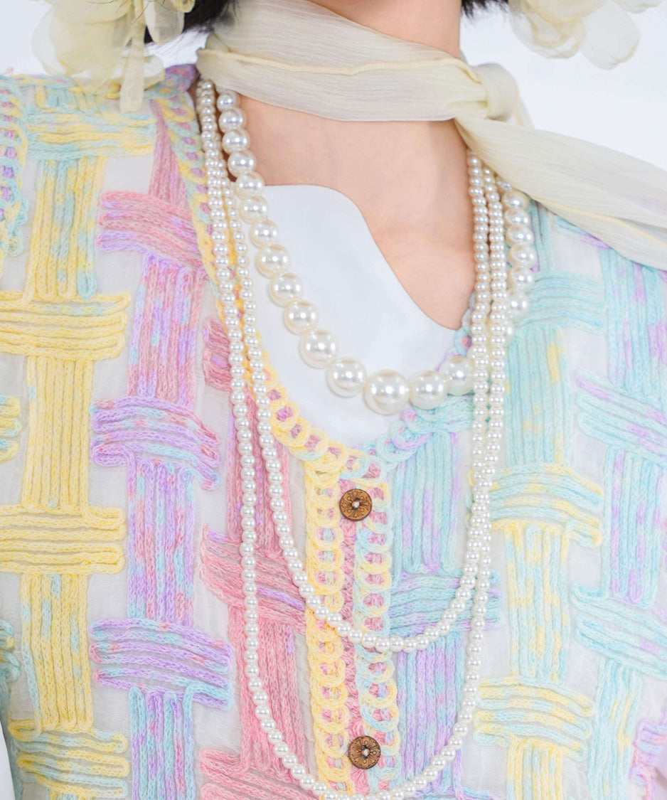 Pastel Grid Knit Vest