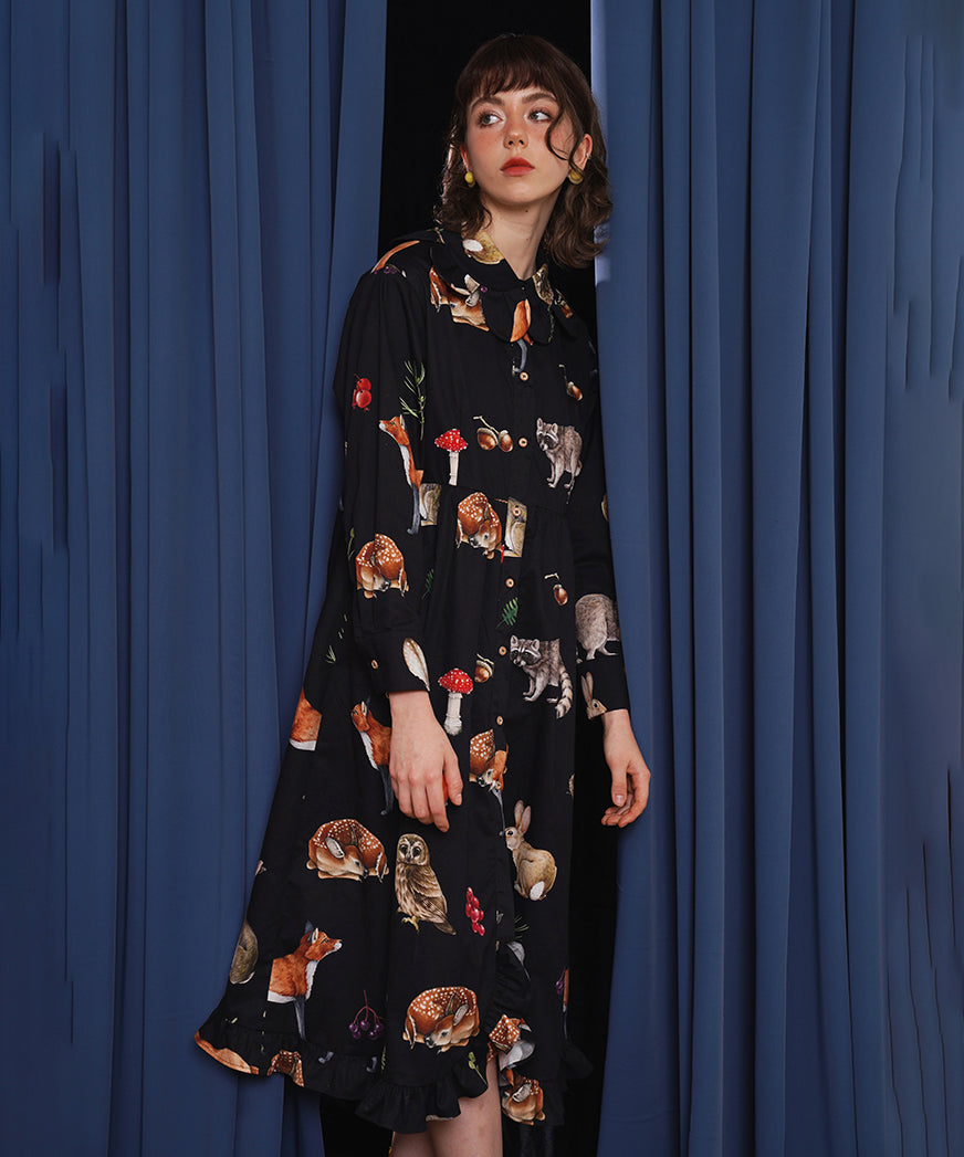 Forest Animal Printed Dress