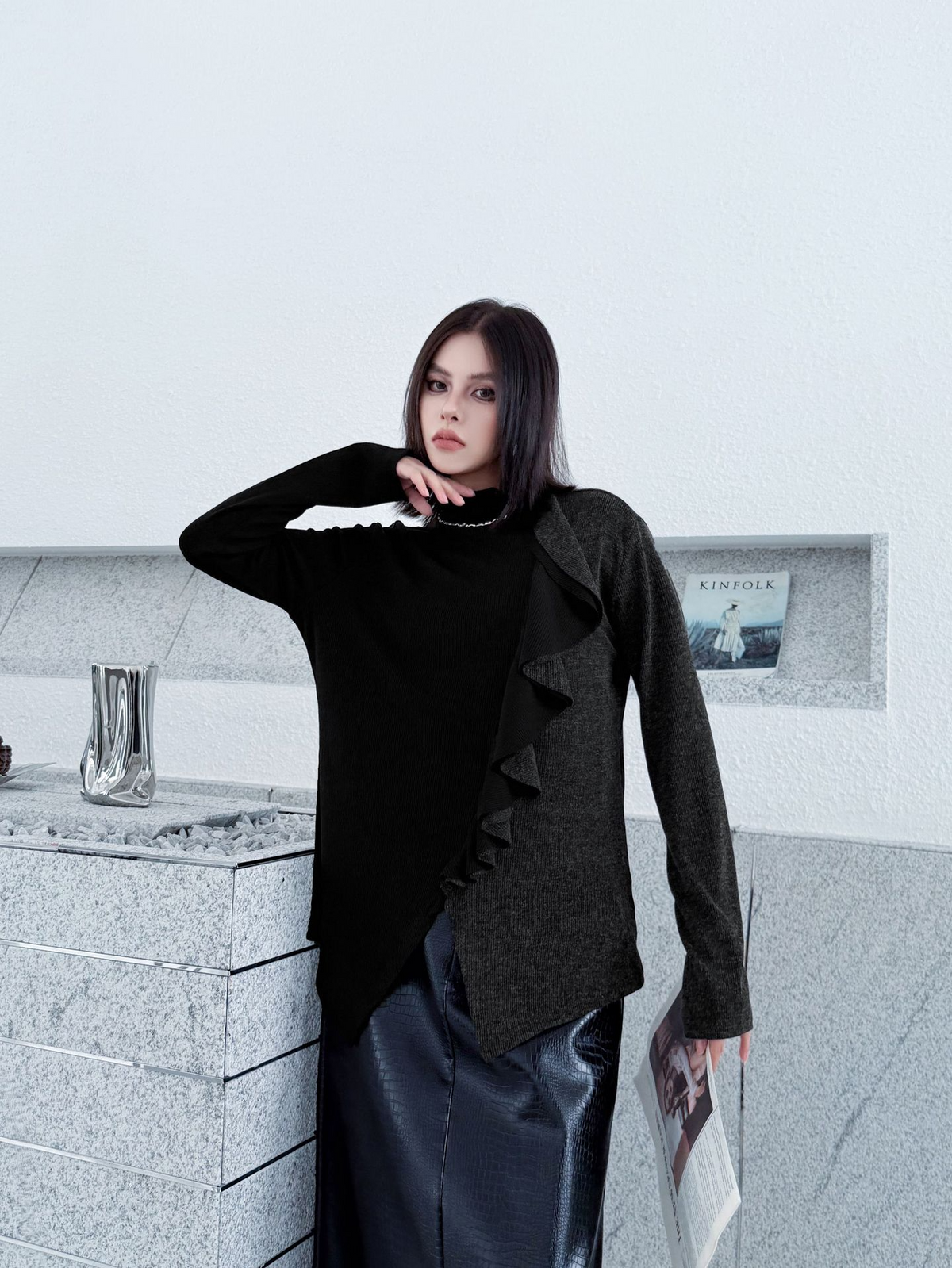 Frill Panel Contrast Top