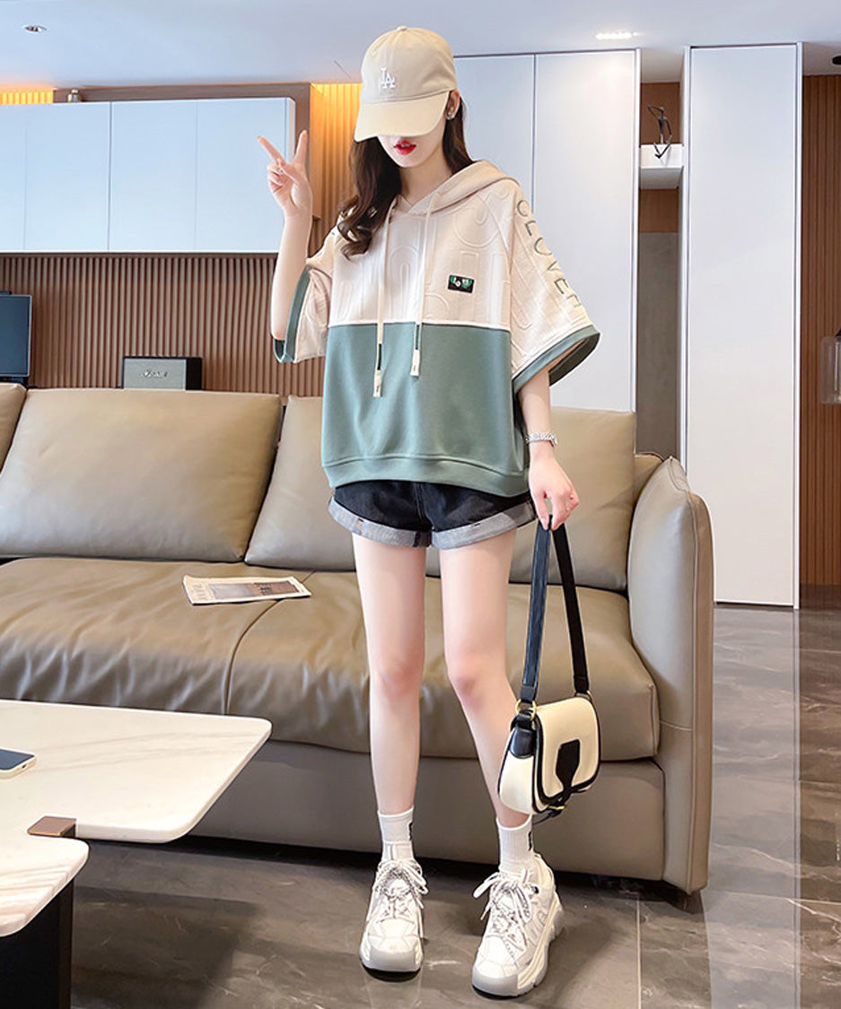 Block Tone Hoodie Top