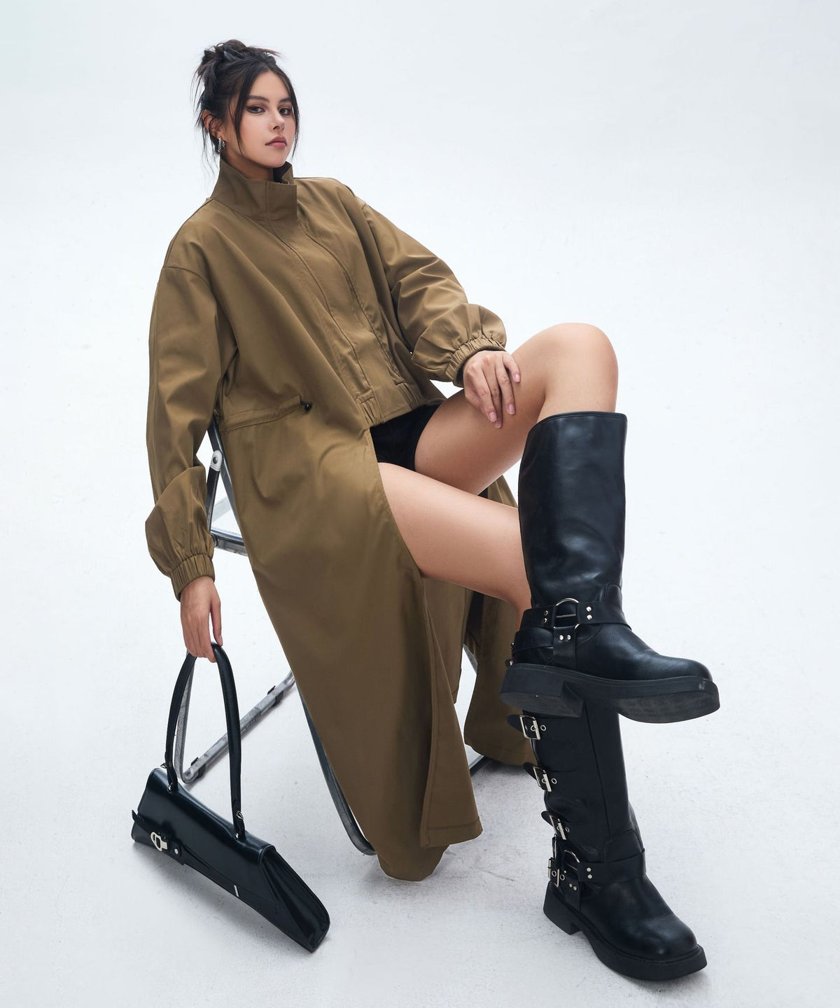 High Neck Wide Long Jacket
