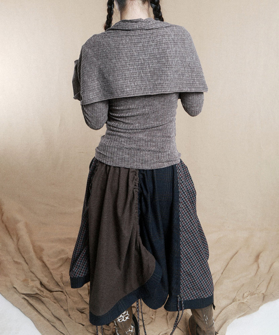 Hooded Rib Drape Top