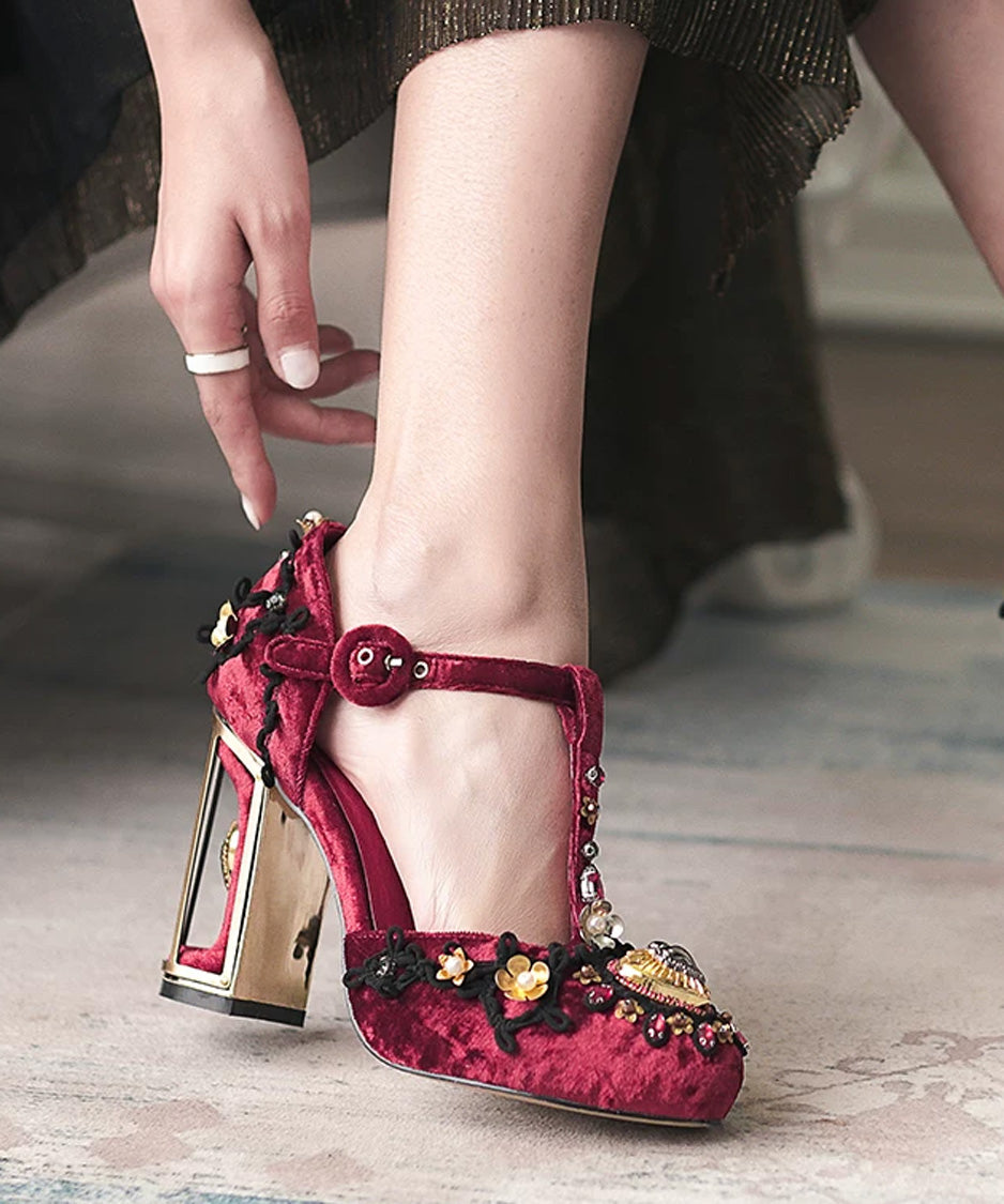Baroque T Strap Cage Heel Pumps