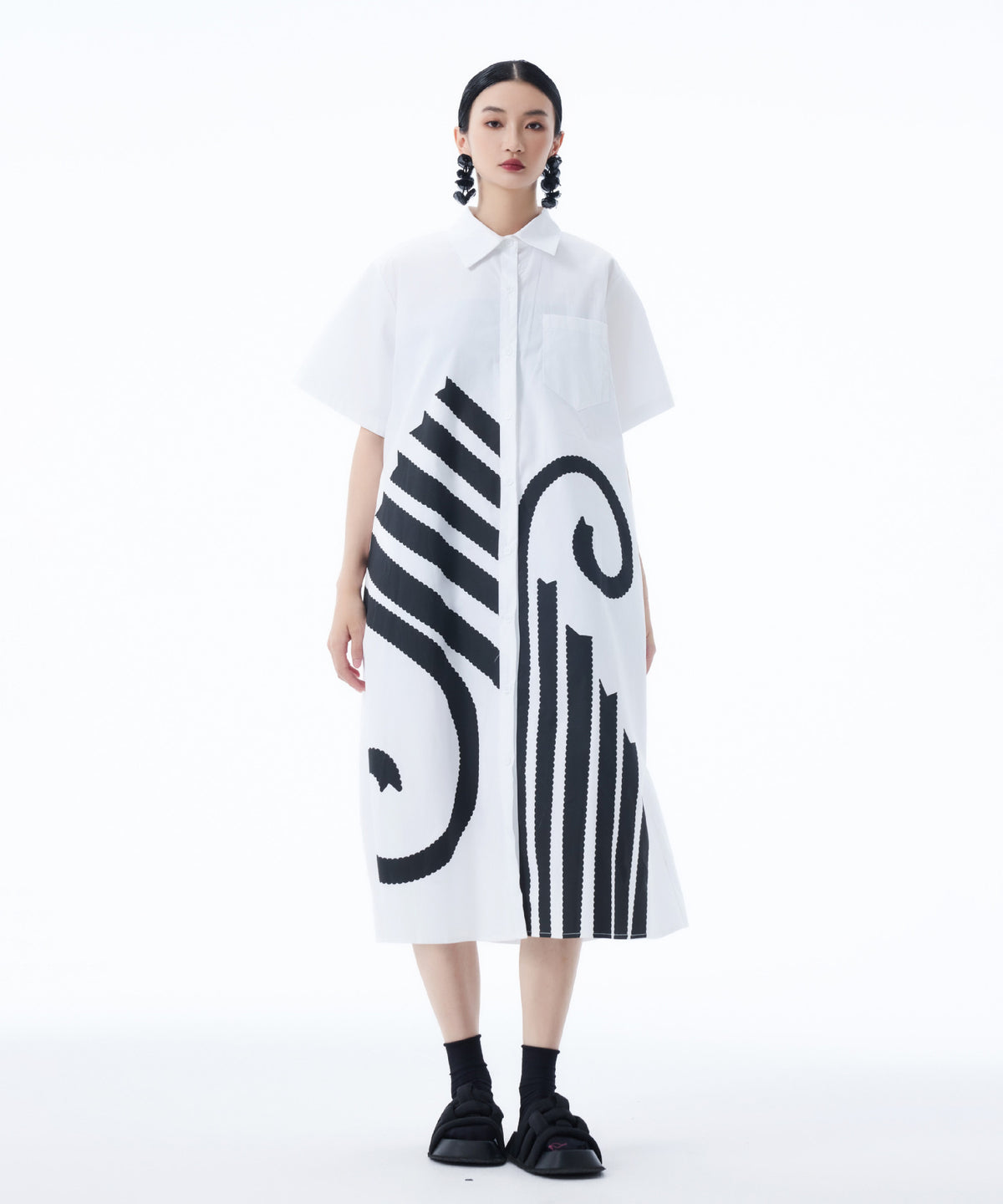 Graphic Flare Shirt Dress