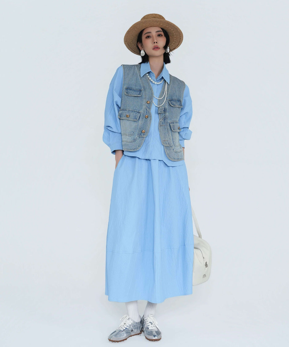 Soft Line Blouse＆Skirt Co-ord